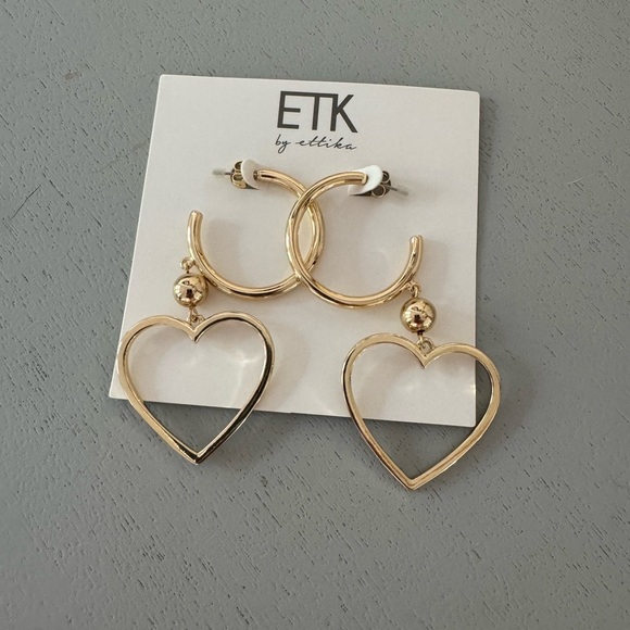 Ettika Gold Heart Drop Earrings - Picture 1 of 1